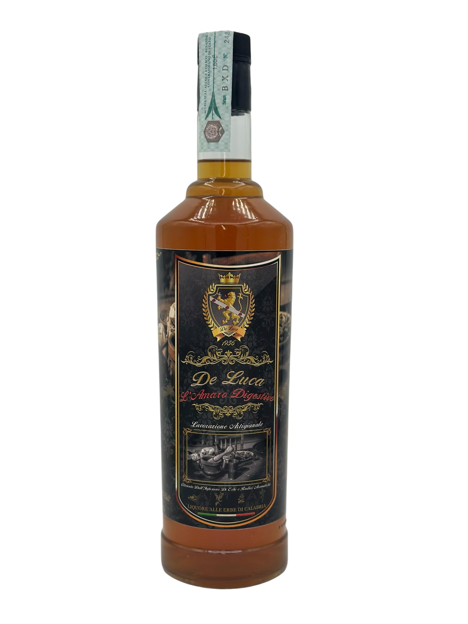 Amaro De Luca,Ottenuto Dall'Infusione Di Erbe e Radici Aromatiche Calabresi,Ogni Sorso Di Amaro De Luca é Un Viaggio Sensoriale Che Attraversa Le Montagne e il Mare Della Calabria, 28% Vol. 1 Litro