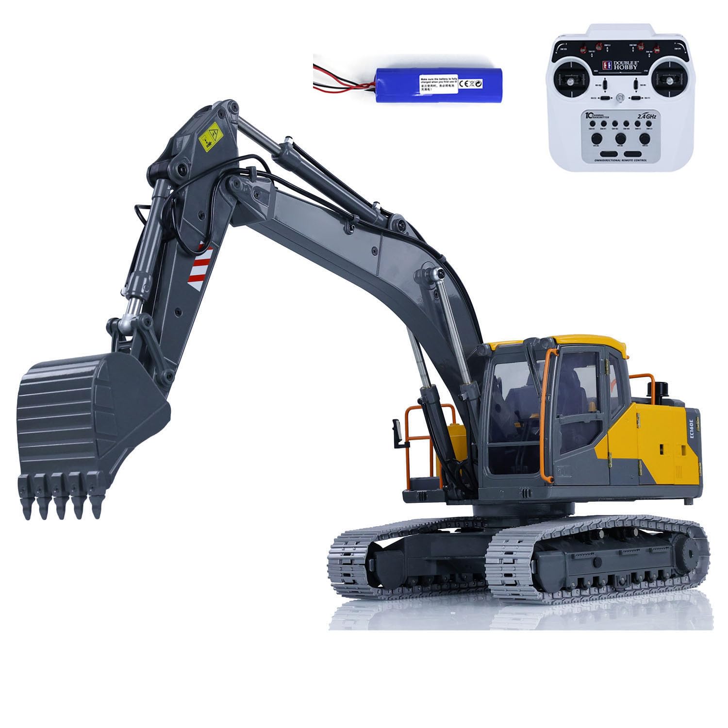 Double E 1:14 RC Excavadora Modelo para E010 EC160E Aleación Completa Metal RC Engineering Digger Vehículo Motor ESC Servo Luz