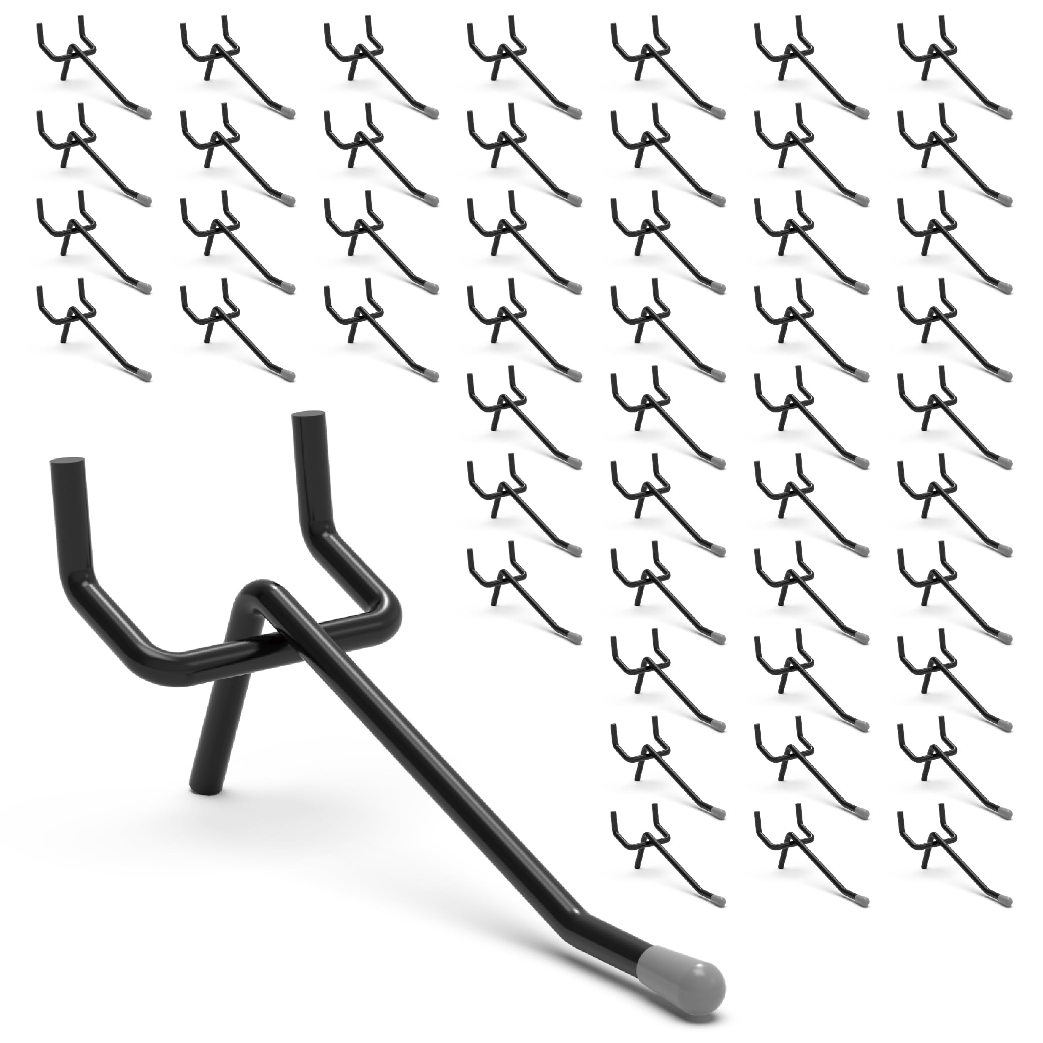 50-Pack Black Pegboard Hooks 2 Inch - Fits 1/8 and 1/4 Inch Boards