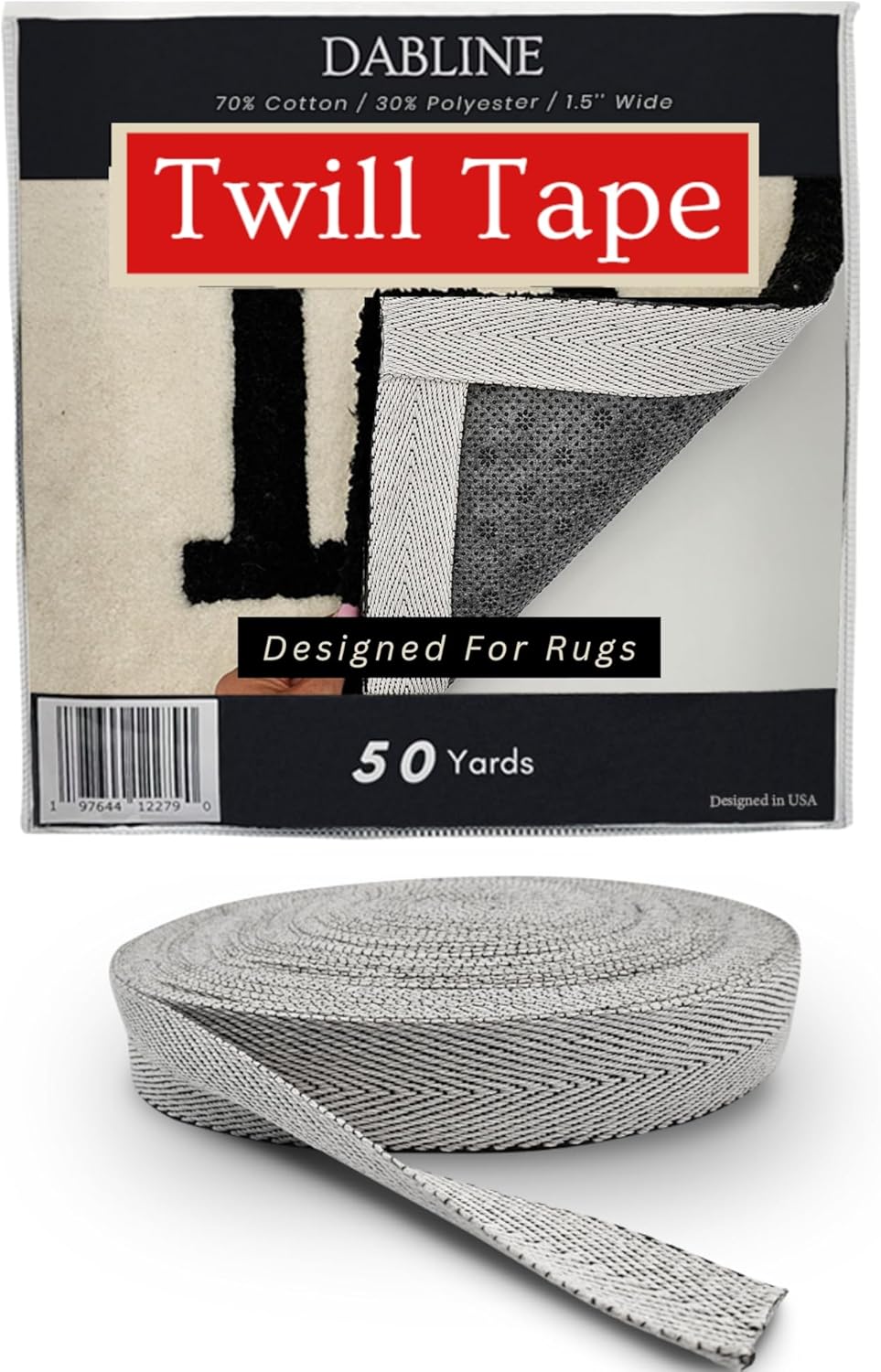 DABLINE Long Twill Tape Roll 1.5" Wide and 50 Yards Long Designed