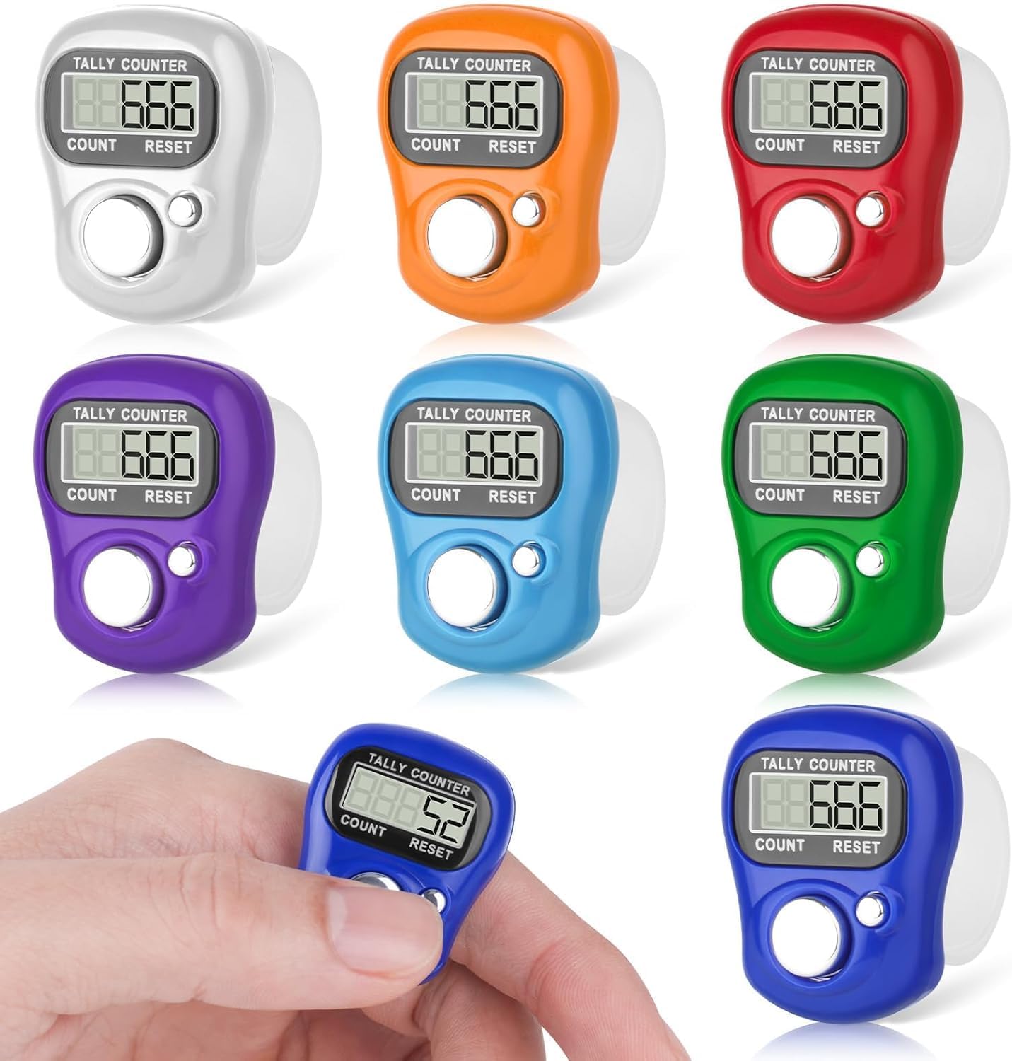 5pcs Digital Tally Counter Ring, LED Display, Electronic Finger Counter for Sports, Prayer, Golf