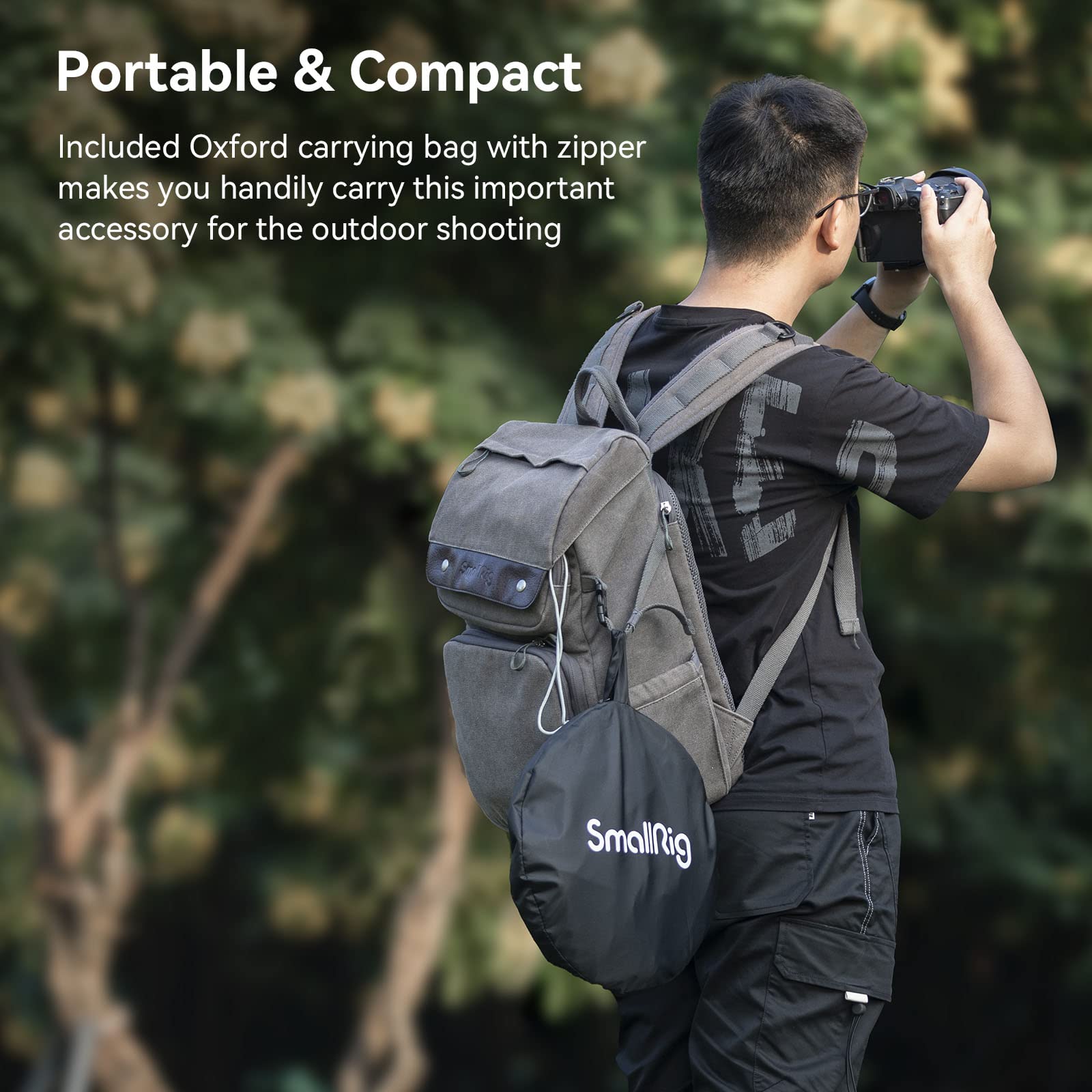 SMALLRIG 5 in 1 Reflektor 110cm 42-Zoll Lichtreflektor, mit Griff, Zusammenklappbarer Fotografie Reflektor, mit Tragetasche, durchscheinend Silber Gold Weiß und Schwarz – 4131