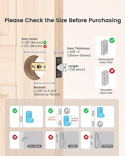 Miniatura 4 de Hidalife Pomo de puerta inteligente con teclado, cerradura de puerta de entrada sin llave para puerta delantera, modo de paso fácil, código único,