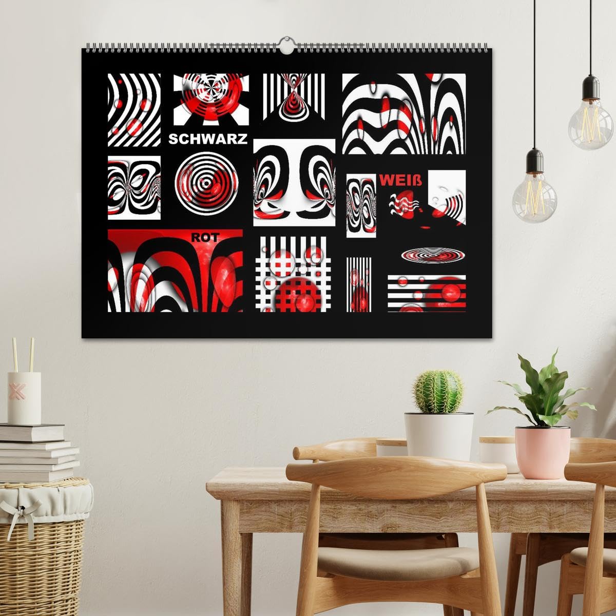CALVENDO - SCHWARZ, WEIß, ROT (Wandkalender 2027 DIN A2 quer), Monatskalender: Design in schwarz, weiß, rot