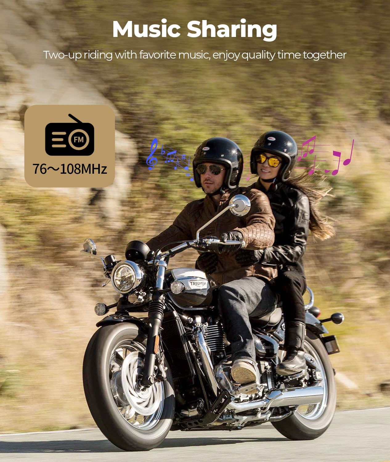 JESIMAIK Cuffie Bluetooth per moto, citofono a 2 vie per casco, sistema di comunicazione CVC8.0, cancellazione del rumore, con 2 microfoni e altoparlante da 40 mm, condivisione musica, impermeabile