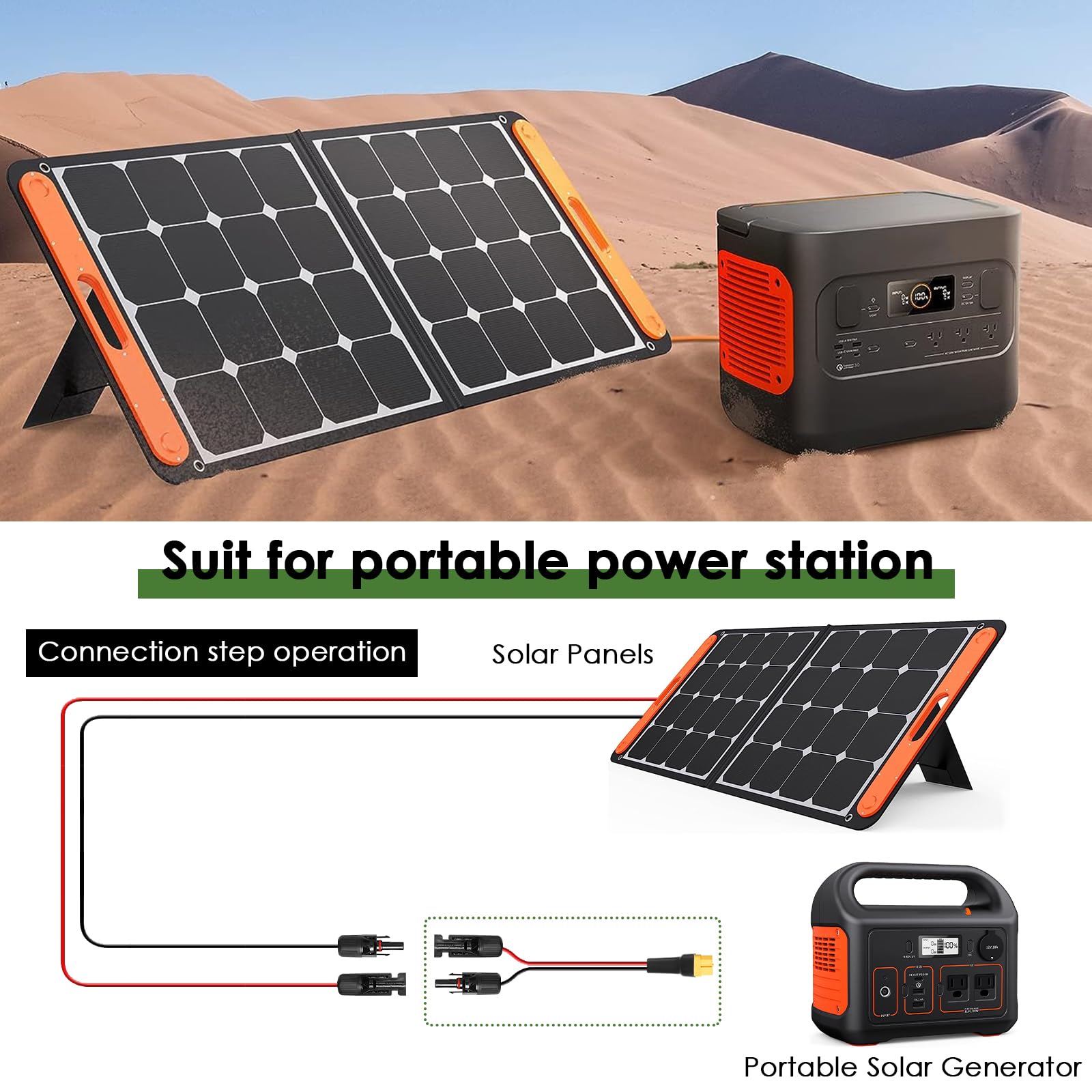 MOOKEERF Cable de extensión solar a XT60 de 10 AWG, conector solar a XT60, cable adaptador para panel solar a estación de energía portátil, generador solar, paquete de baterías