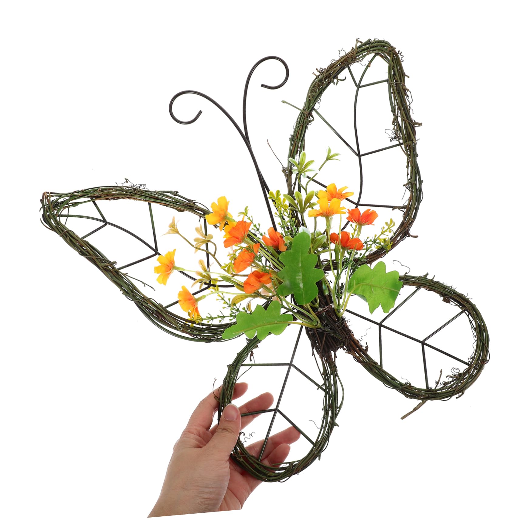 Hemobllo Ghirlanda Farfalla Primaverile con Fiori Artificiali Realistici Decorazione da Appendere per e Forma Farfalla per Interni ed Esterni