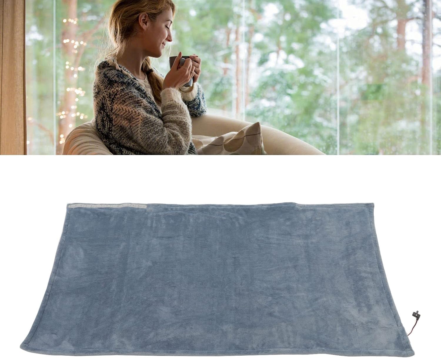 USB Heated Blanket Fast Heating USB Heated Swaddle Blanket Machine Washable Portable Soft Car Camping Home Car Wrap (Grey Blue)