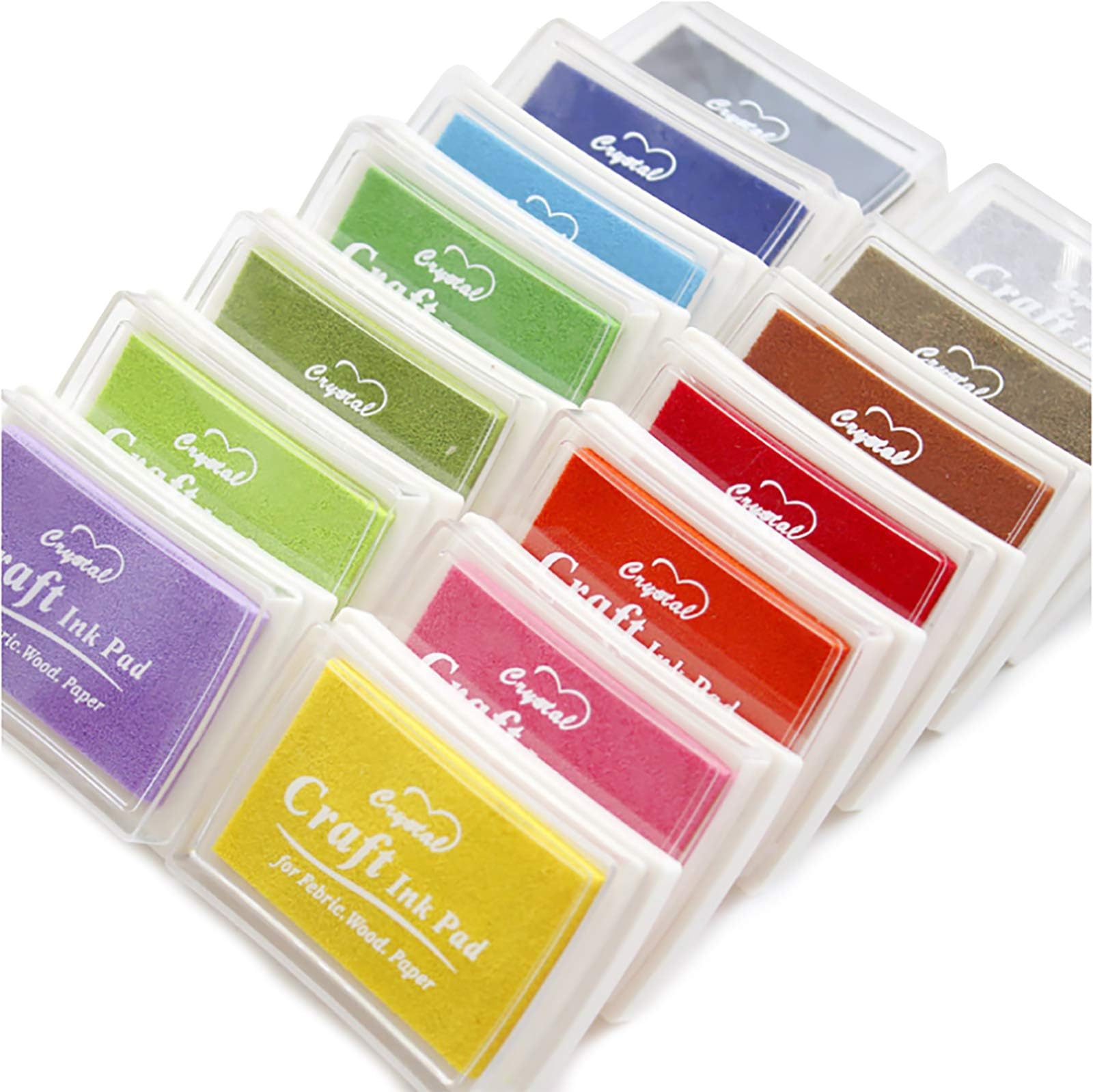 Weierken 15 Color Craft Ink Pad Stamps Partner DIY Water-Soluble Colors, Ink Pad for Stamps, Paper, Wood Fabric, Rubber Scrapbooking Card, Thanksgiving Halloween Christmas New Year Party Supplies