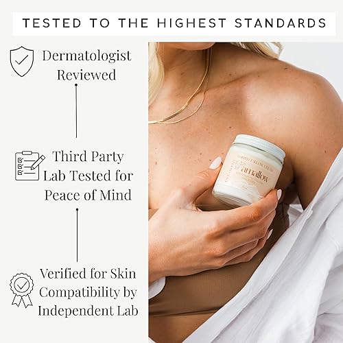 Miniatura 5 de Amallow 100% Tallow de carne de res alimentada con pasto para el cuidado de la piel, cara + cuerpo, hidratante batida para pieles sensibles, loción