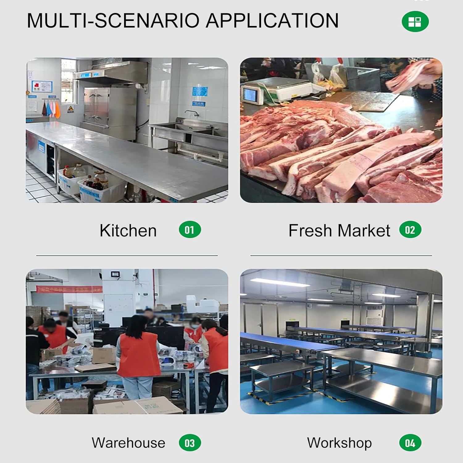 3-Tier Kitchen Catering Table, Stainless Steel Work Table, Adjustable Heavy Duty Food Prep Table, Food Prep Workbench, for Restaurant Home Hotel(60 * 60cm/23.6 * 23.6")