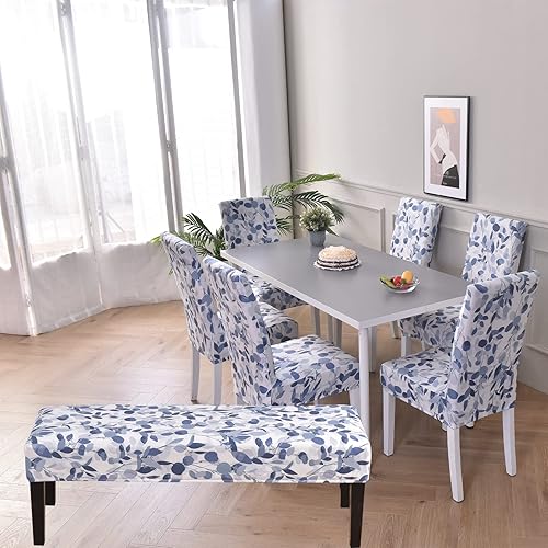 Miniatura 2 de HAOYONG Funda para silla de comedor, funda para silla impresa, lavable, funda para silla Parsons, protector de asiento extraíble para comedor,