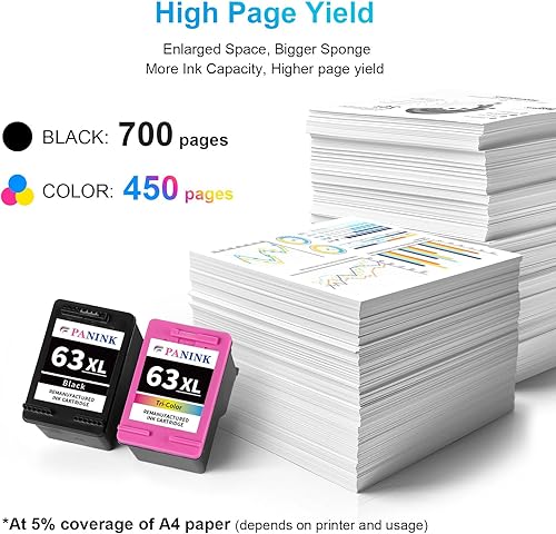 Miniatura 4 de Cartuchos de tinta remanufacturados de repuesto para impresora HP 63 XL HP 63 tinta HP63 63XL cartuchos de tinta color negro paquete combinado para