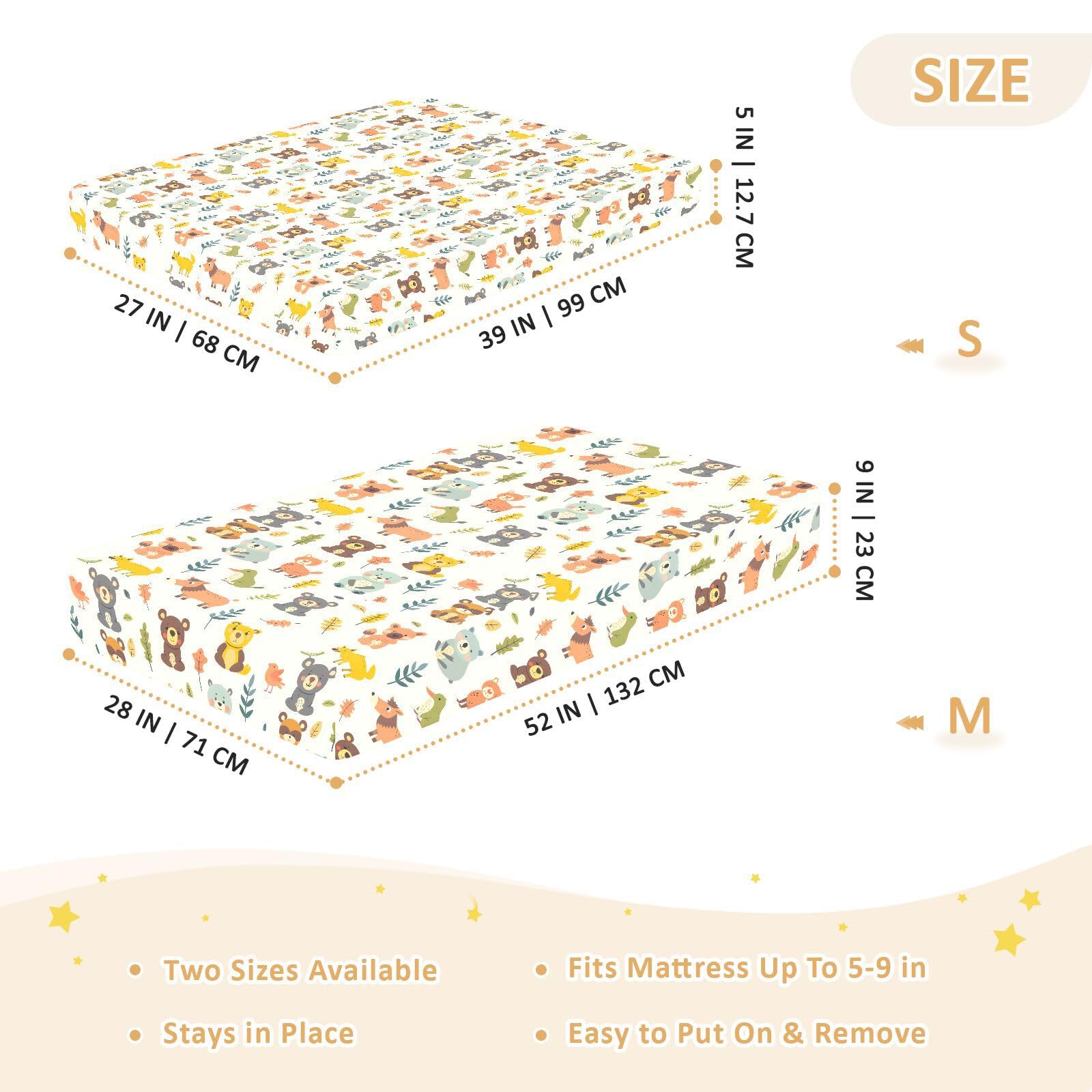 Drap-housse pour lit de bébé Motif animaux mignons pour garçons et filles 71,1 x 132,1 cm