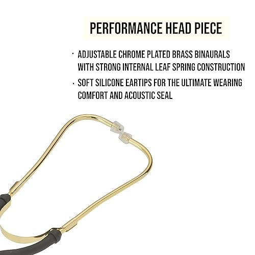 Miniatura 5 de ASA TECHMED Gold & Black Premium Sprague Rappaport - Estetoscopio ligero de doble cabeza | Cofre para adultos, pediátrico, infantil + bolsa de