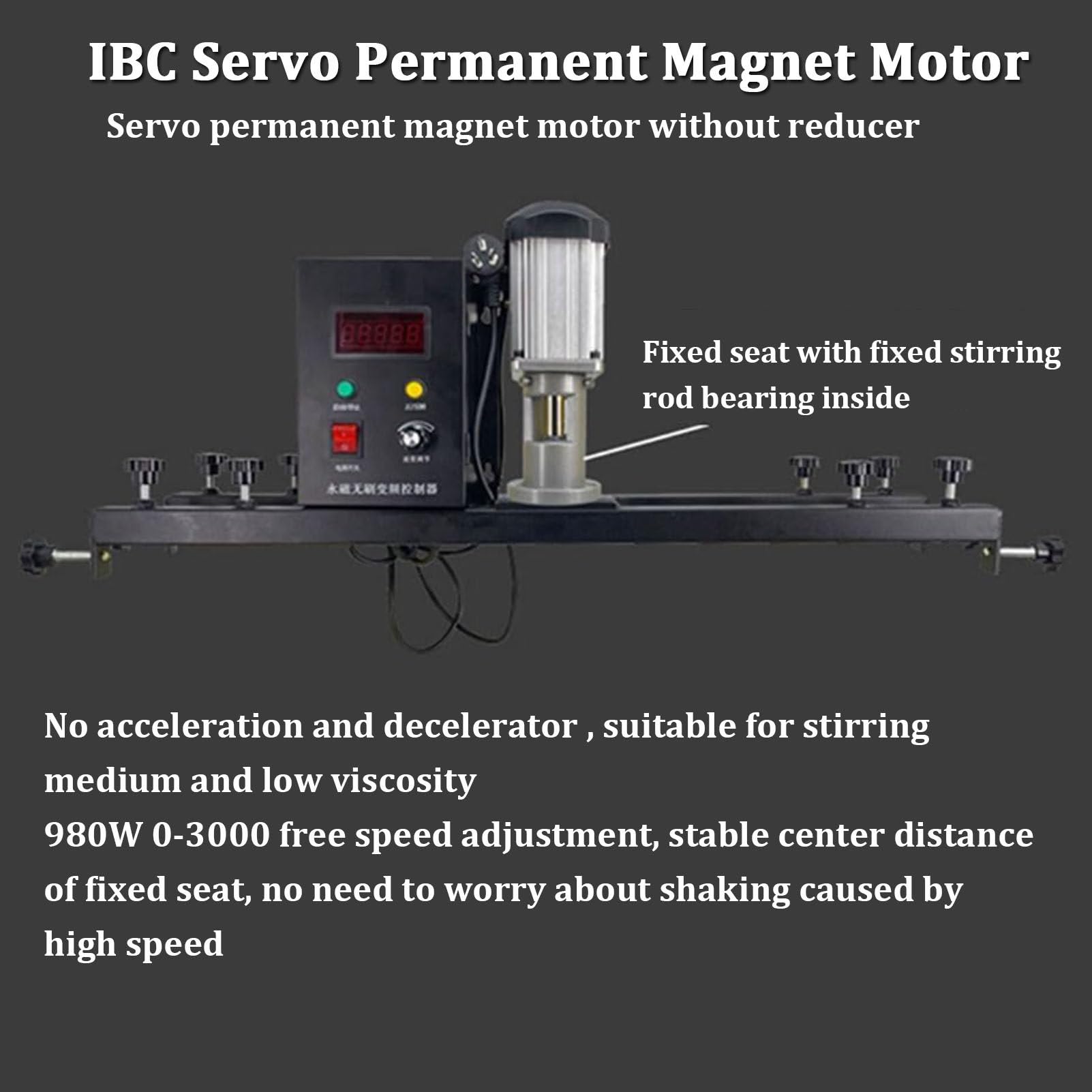 Máquina mezcladora eléctrica de tanque, agitador IBC con varilla y hoja de acero inoxidable, hélice plegable para disolver tinta, potente rendimiento de 980 W