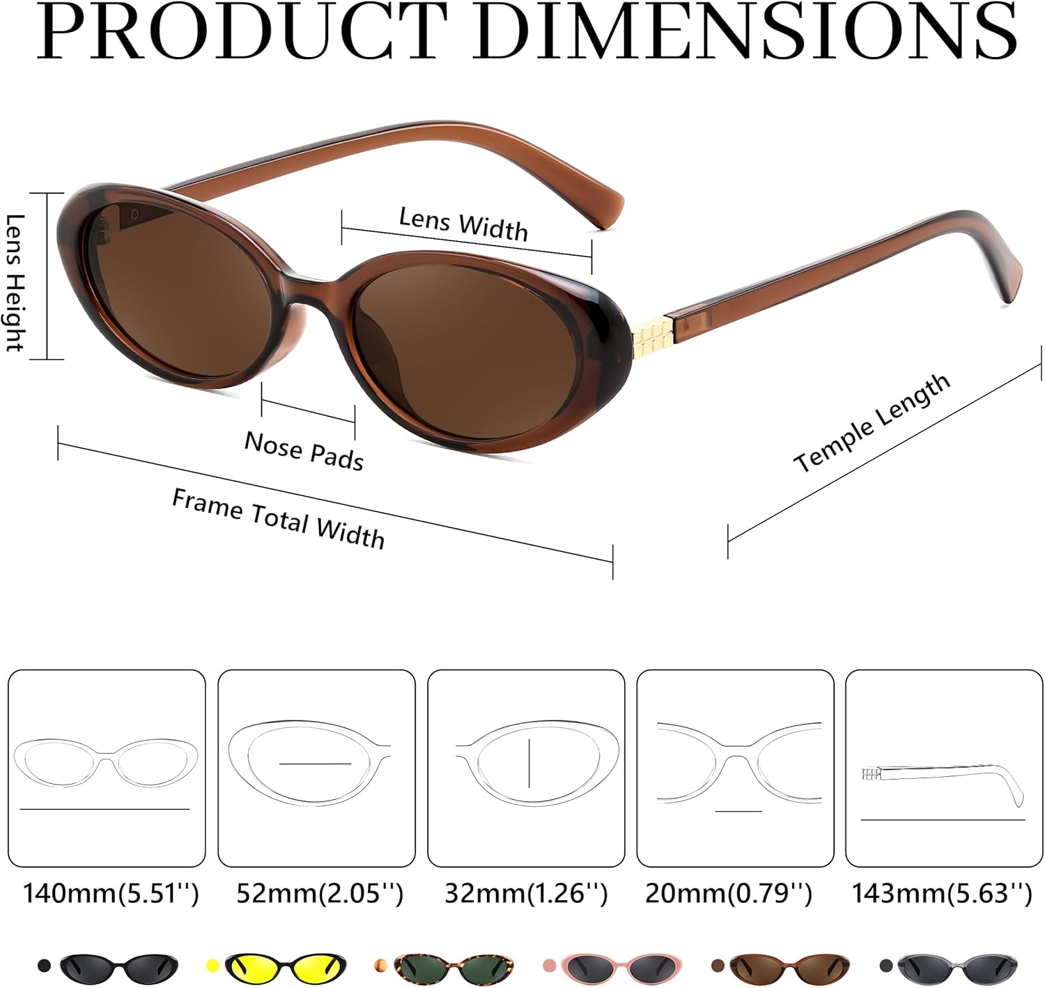 FEISEDY Retro Oval Cateye Sunglasses for Women Men Fashion Small 90s Style Vintage Shades B4180 - Image 7