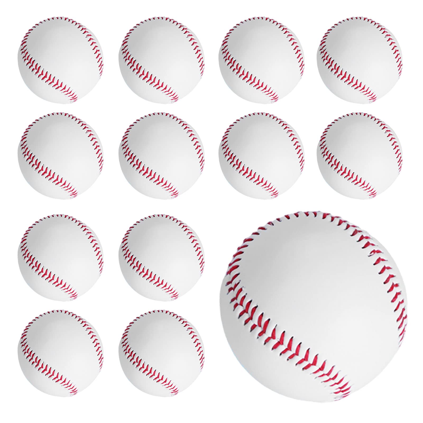 Baseball, 12 Pack Standard Size Practice Baseballs, Unmarked & Leather Covered Training Ball for Kids Adult League Play Pitching Hitting Batting Gifts