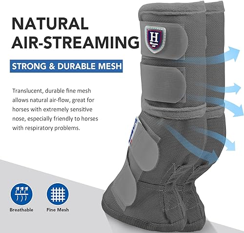 Miniatura 2 de Harrison Howard Botas para moscas de caballo, ajuste contorneado, protectores de piernas, botas de malla densa con ventilación cómoda y protección