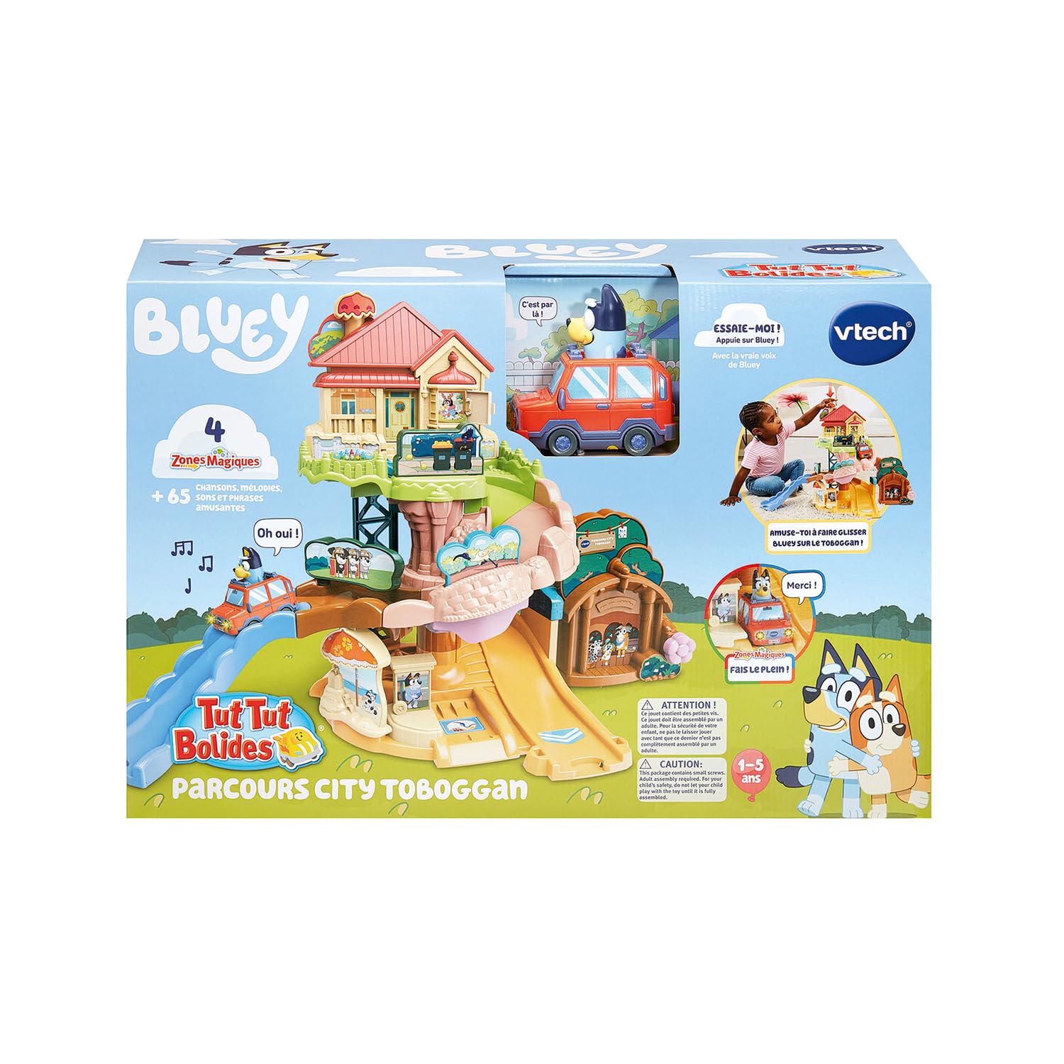 VTech Tut Tut Bolides Bluey Parcours City Toboggan, Circuit Voiture Enfant