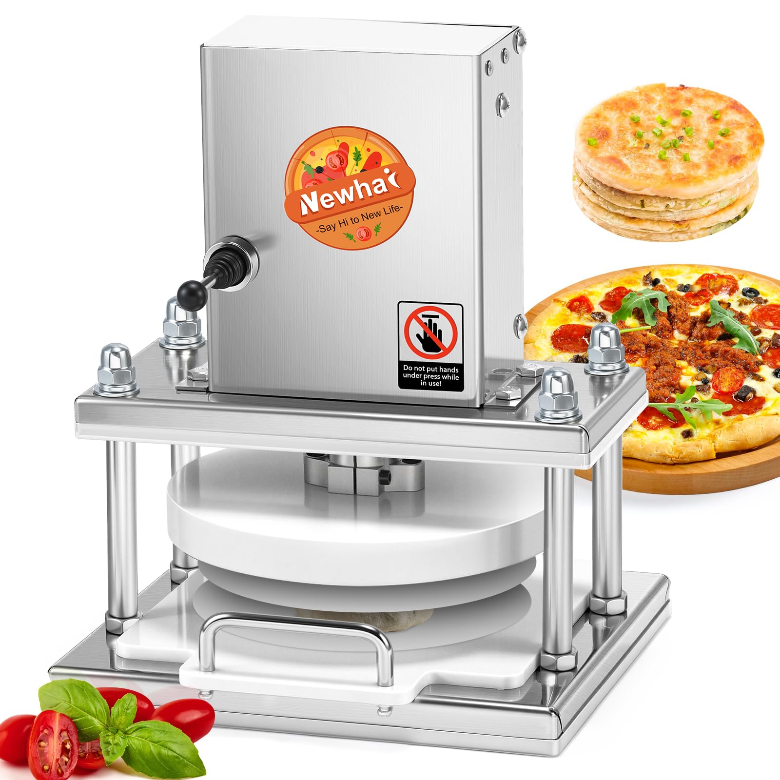 Photo 1 of Newhai Commercial Pizza Dough Press Machine 8.6” Electric Dough Roller Sheeter Pastry Pizza Bread Press Forming Processor with 400 Pcs Parchment Papers for Bakery Home Restaurant Use