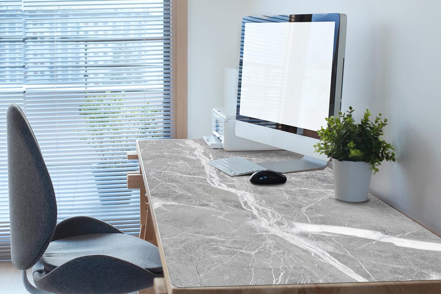 Sottomano da Scrivania 120x60 cm Facile da Pulire Antiscivolo Impermeabile per Ufficio e Casa in Vinile PVC Protezione e Decorazione Superficie Protettiva - marmo grigio