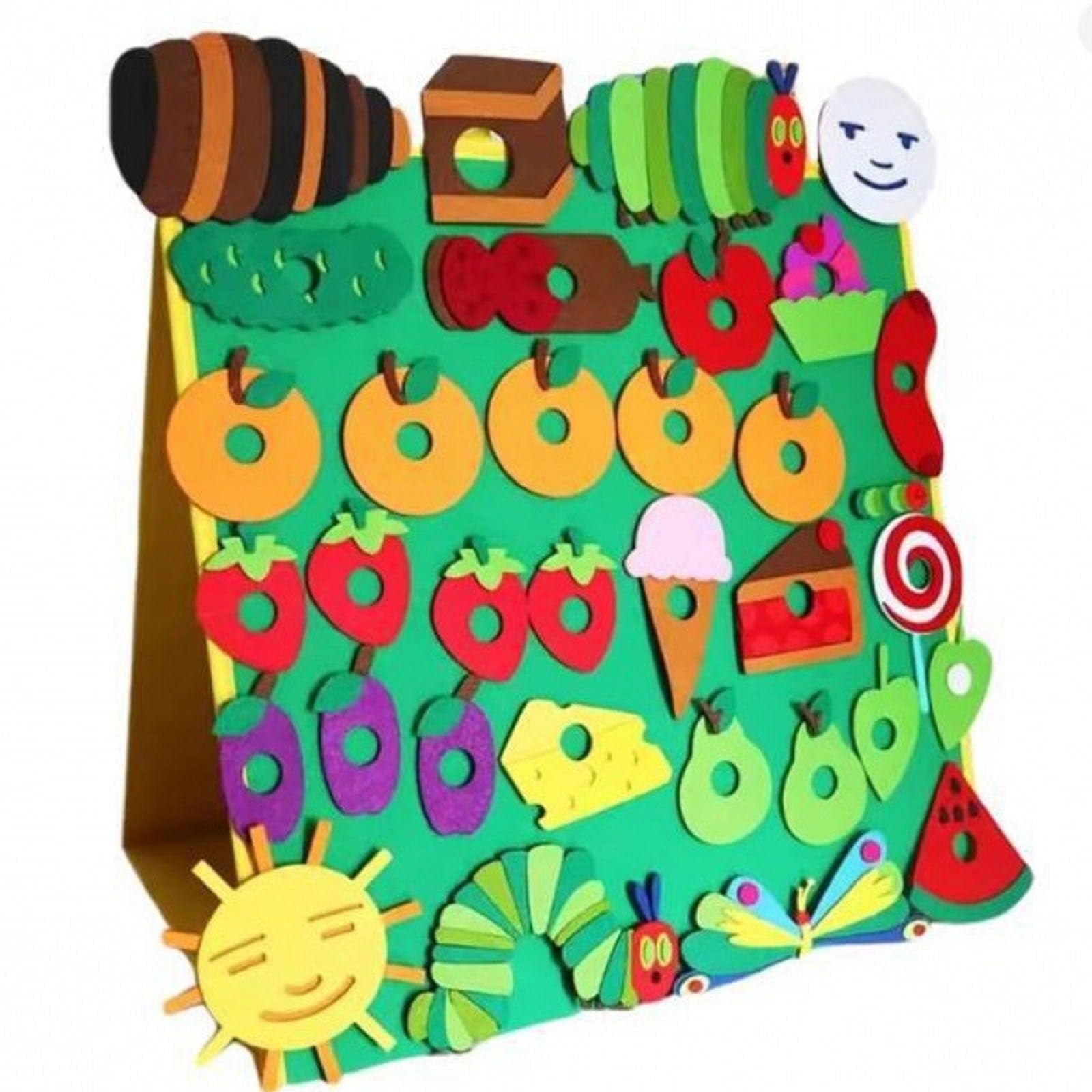 Hungry Toy Hungry Performance Props Felt English Picture Books Interactive Teaching Aids Very Hungry Activity Toy Very Hungry Caterpillar Felt Board Set Montessori Preschool (Set-with Board)