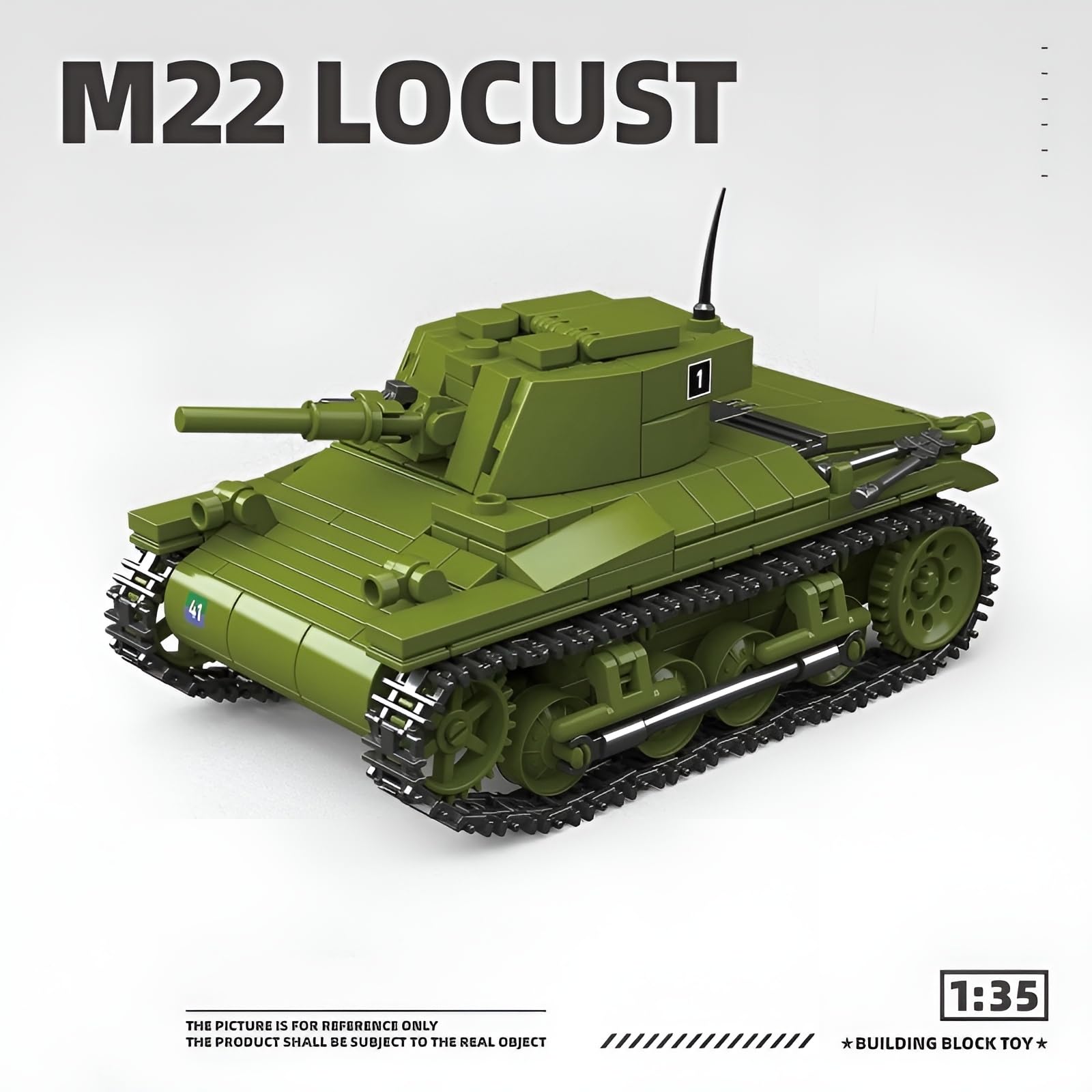 PlaySynthe Army Tank Building Block Kits, 1:35 M22 Locust Tank Building Blocks Set, WW2 Germany Military Toys Brick Model - Image 2