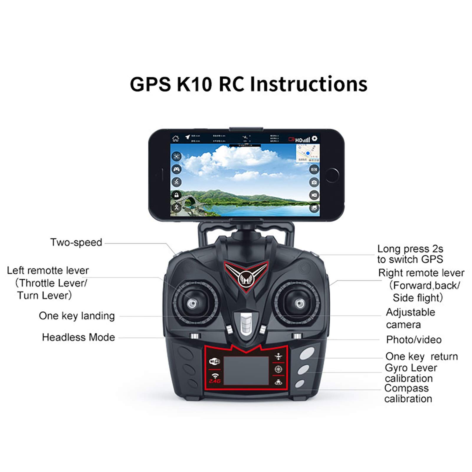 Dron GPS z szerokokątnym kątem 1080p, 170°, 90°, kamera HD, FPV WiFi Live-Video UAV, sekwencja Mir, wysoka jakość, 360° Surround, podwójna bateria (kolor: złoty)