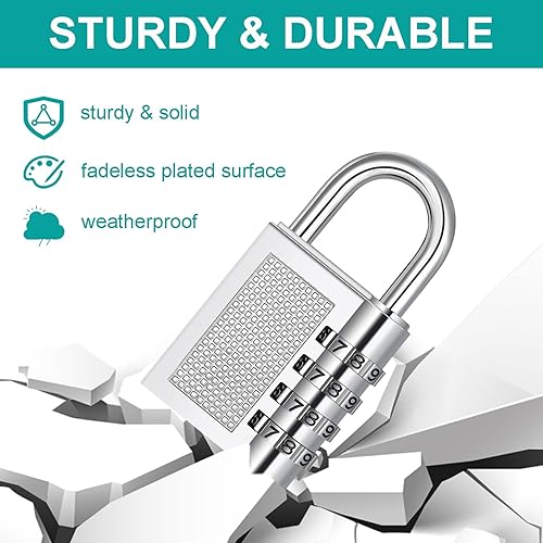 Miniatura 4 de ZHEGE Cerradura de combinación de 4 dígitos para casillero de gimnasio, escuela, valla, caja de herramientas, estuche, al aire libre, almacenamiento