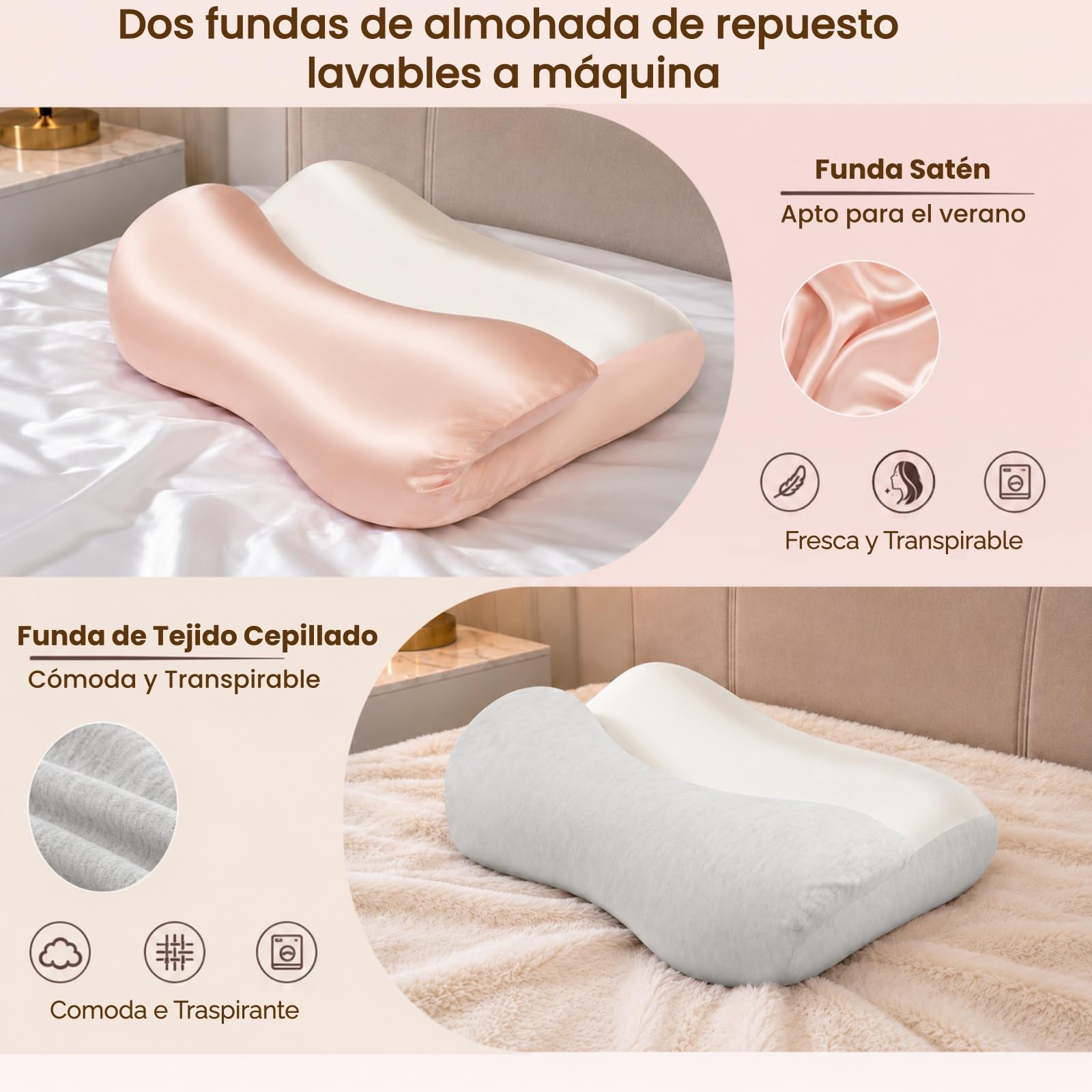 Mailirious Almohada Cervical, Almohada Ergonómica Espuma Viscoelástica