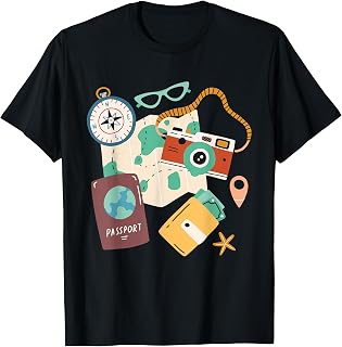 Tourist Holidays Costume Camera Passport Traveling Vacation T-Shirt