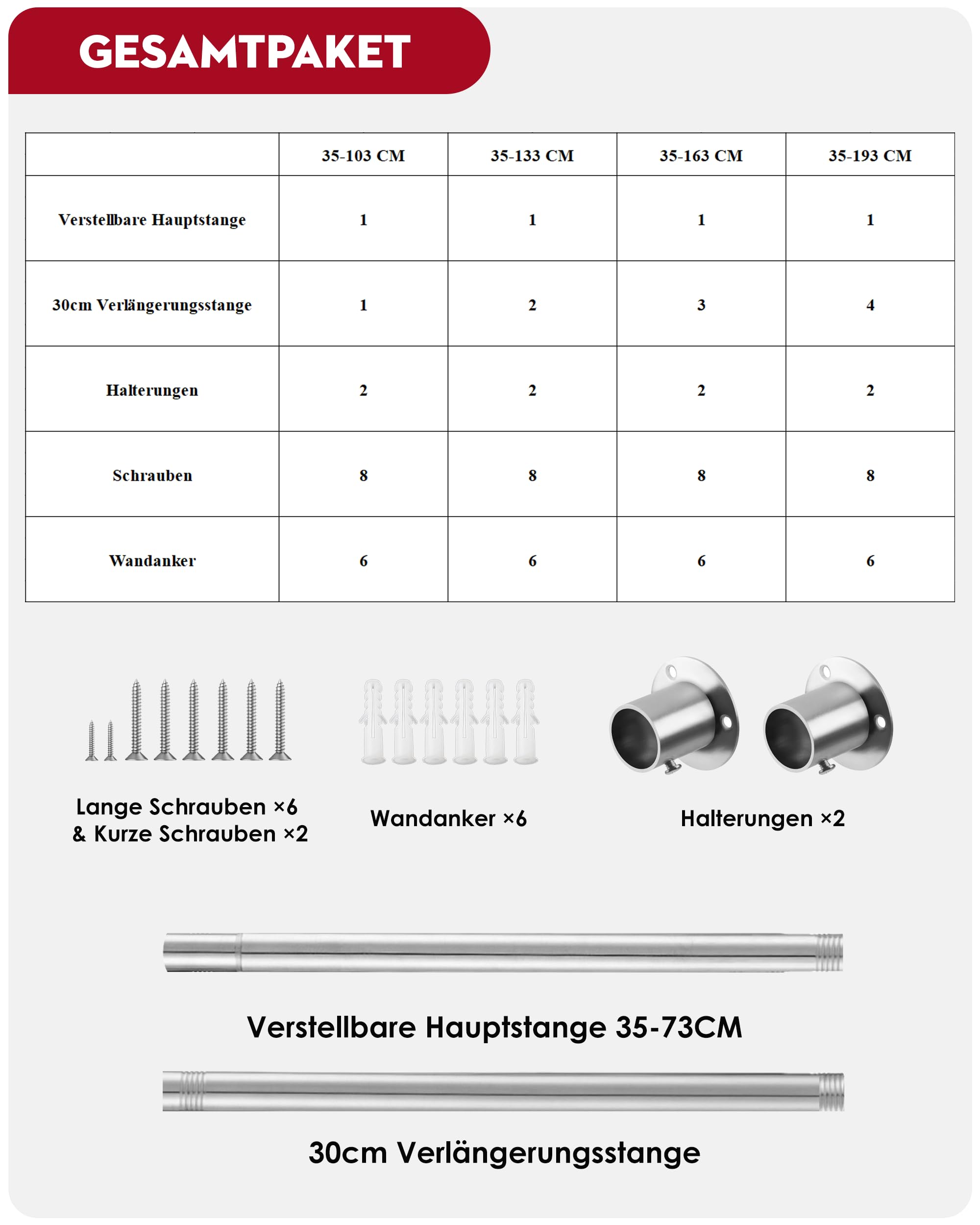 Asta appendiabiti regolabile in argento, asta appendiabiti estensibile per armadio, asta appendiabiti in acciaio INOX per balcone e bagno 70cm-193cm