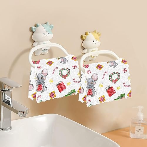 Miniatura 5 de KLL Cute Christmas mouses Hand Towel Microfiber Countertop Set of Tea Towels Decorative Hand Towels Kitchen Dish Towels Terry Cloth