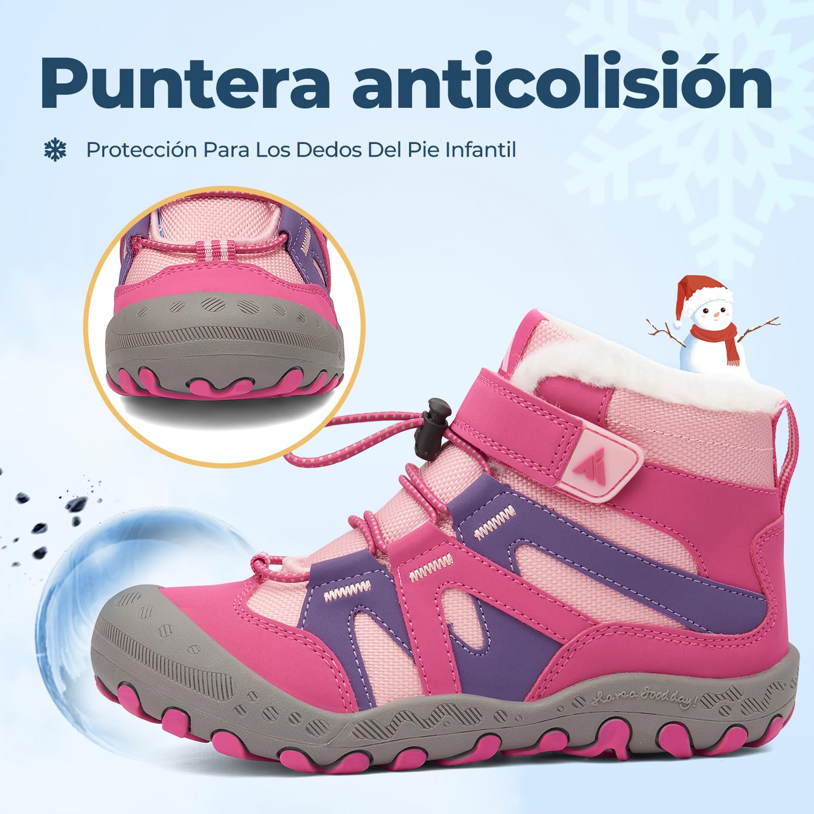 Mishansha Botas de Nieve Niños Botines Invierno Cómodo con Forro Acolchado