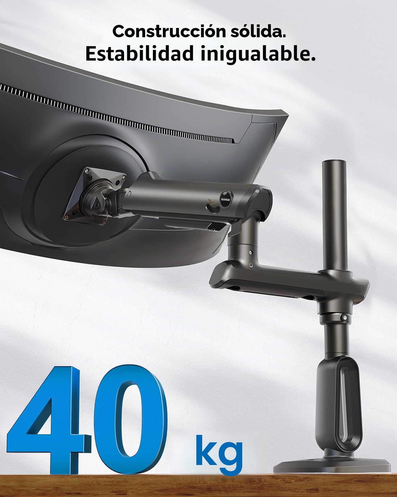 HUANUO Brazo de Monitor Resistente para Pantallas Ultra Anchas de 13 a 49 Pulgadas, soporta 18 kg, Soporte para Monitor de Juegos de Escritorio con Ajuste de Altura de 739 mm, VESA 75x75 100x100