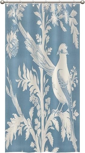 Miniatura 62 de Cortinas de ducha de baño con ganchos, 72 x 92 pulgadas, cortina de ducha de tela impermeable con diseño de flores y pájaros, cortina de ducha