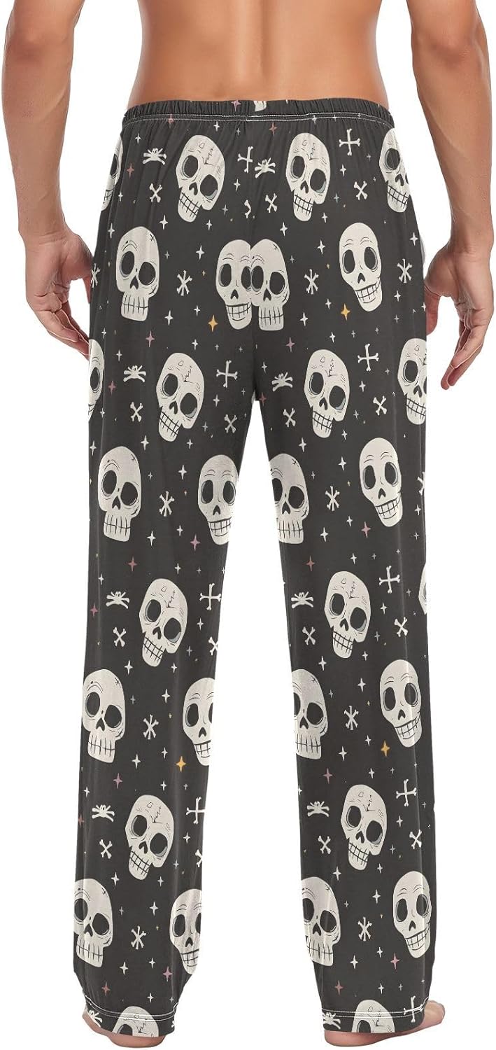ALAZA Halloween Skull Pajama Pants for Men Funny, Mens Sleep Lounge Pants Pajama Bottoms Lightweight - Image 3