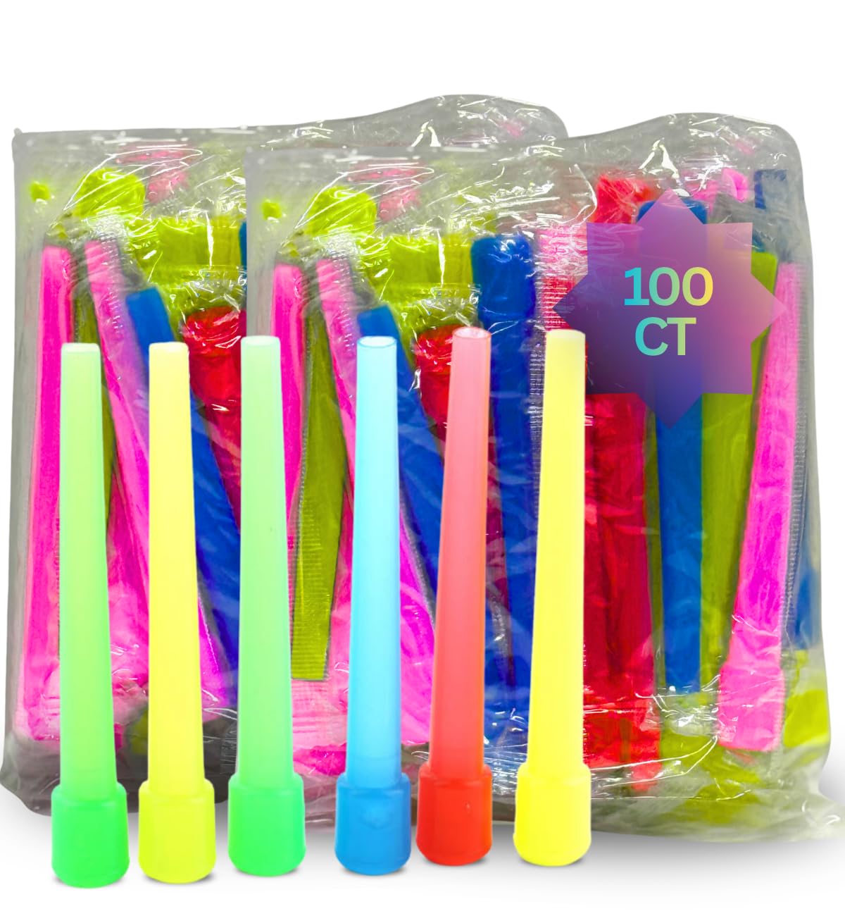 100 CT Assorted Disposable Hookah Tips Individualy Sealed Muti-Color Plastic Mouth Tips 3 5 8inch