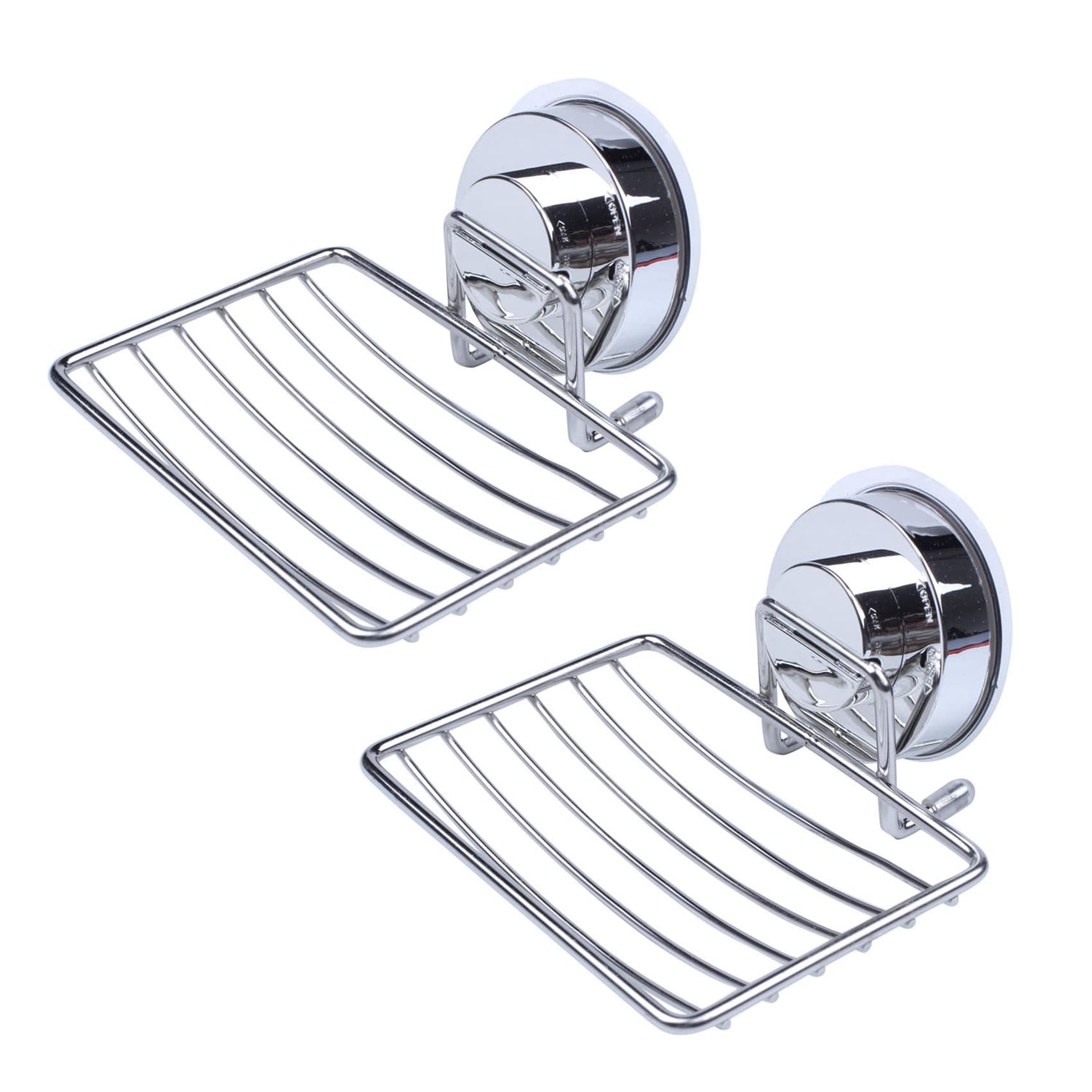 Hndhbfgrt 2X Super Powerful Vacuum Suction Stainless Steel Soap Dish Sponge Holder with Locking Suction (Soap Dish)