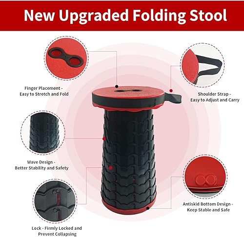 Miniatura 10 de Taburete plegable telescópico para acampar, taburete plegable resistente al aire libre, asiento retráctil ultraligero para acampar