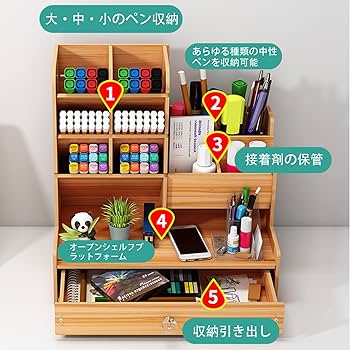 Amazon.co.jp: JOIMINGD 卓上ファイル収納ボックス 木製