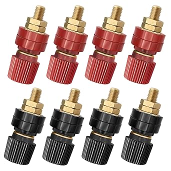 Remote Battery Terminals,8Pack 8mm 5/16" Stud Premium Remote Battery Power Junction Post Connector Terminal Kit 4Pcs Red & 4Pcs Black