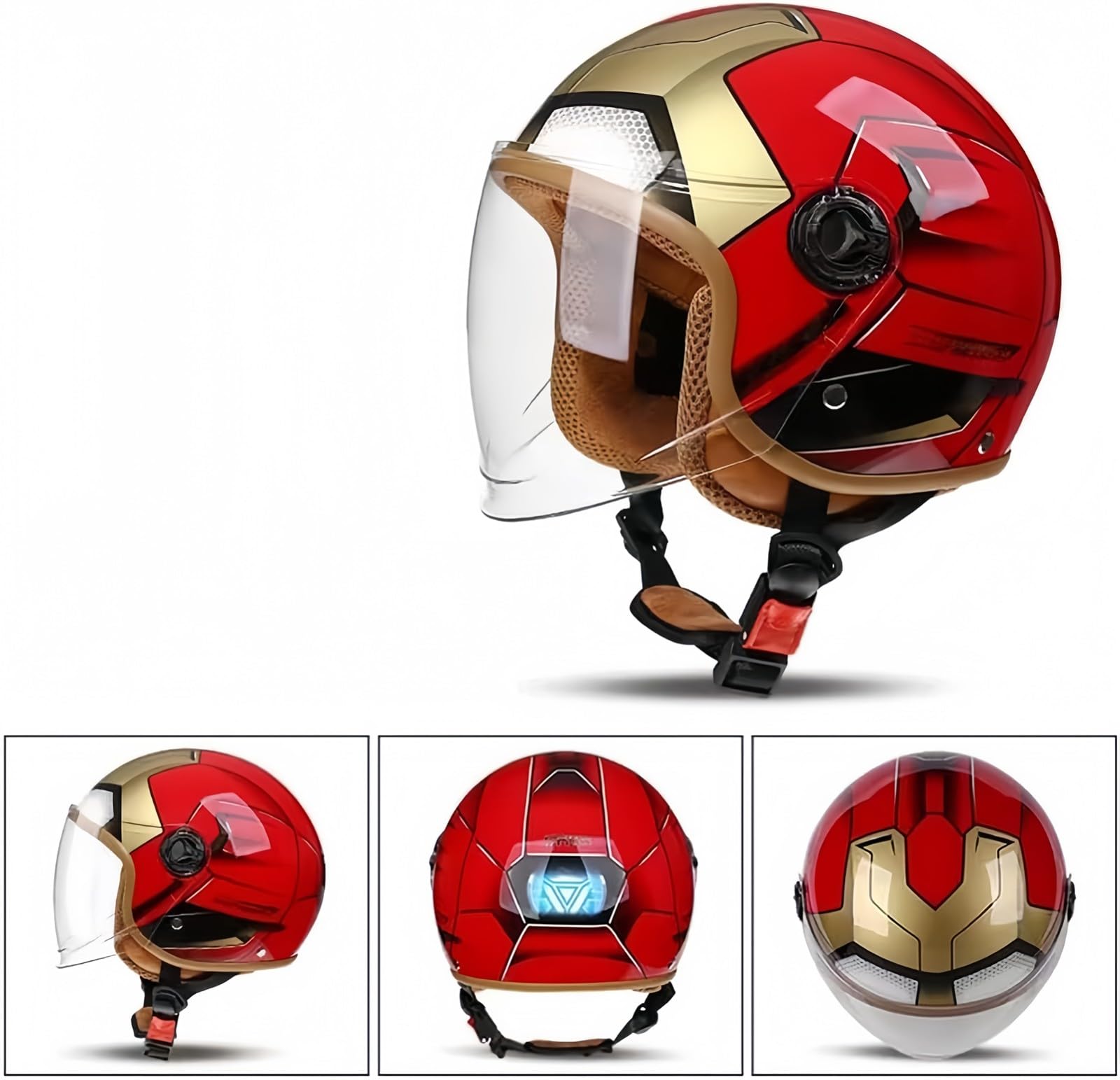Kask motocyklowy dziecięcy, moda vintage 3/4 kask dziecięcy z wizjerem, certyfikat ECE dla chłopców i dziewcząt w wieku 5-12 lat