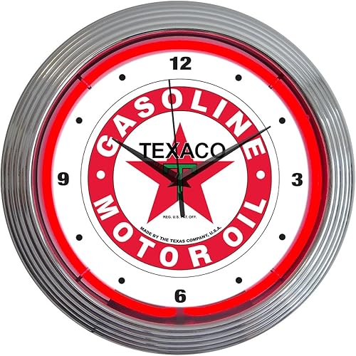 Neonetics Texaco - Reloj de pared de neón para motor de gasolina, 15 pulgadas