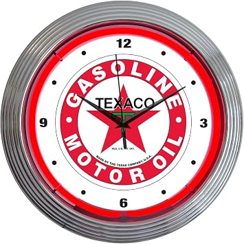 Neonetics Texaco Motor Oil Gasoline Neon Wall Clock, 15-Inch