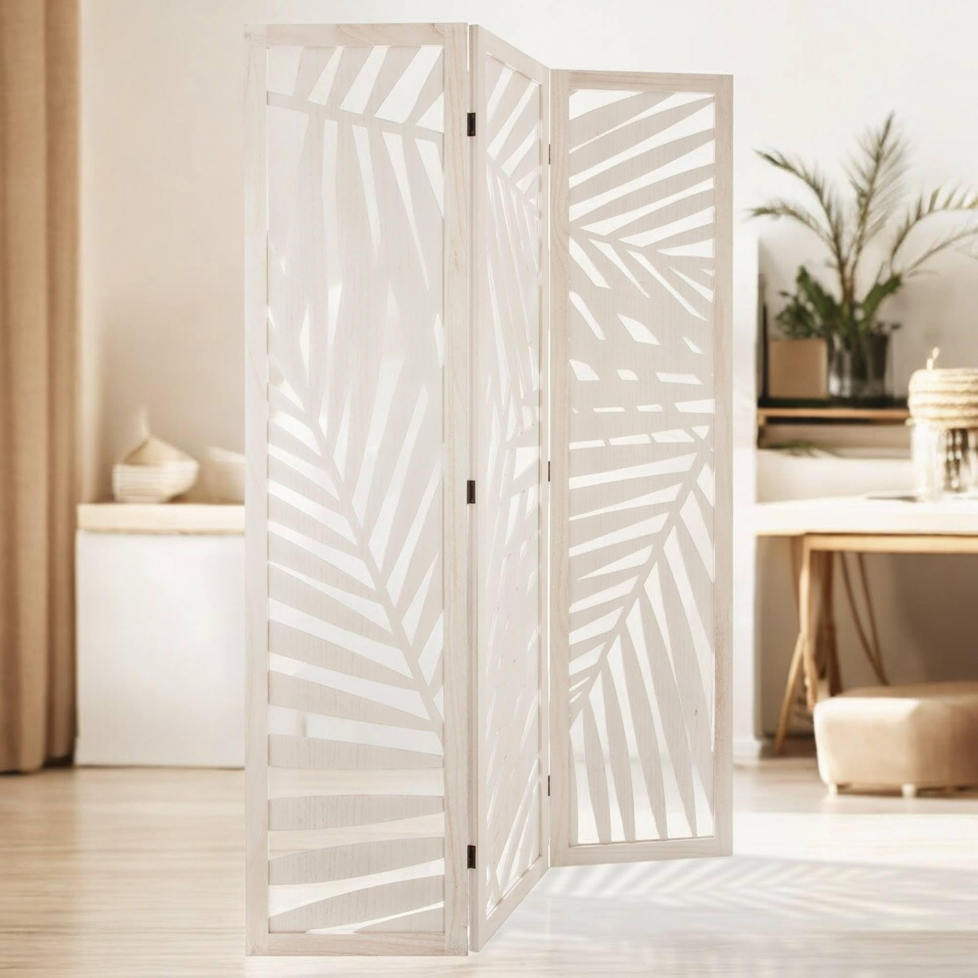 Biombo Decorativo de Madera, Moderno, 170 cm de Altura, 3 Paneles