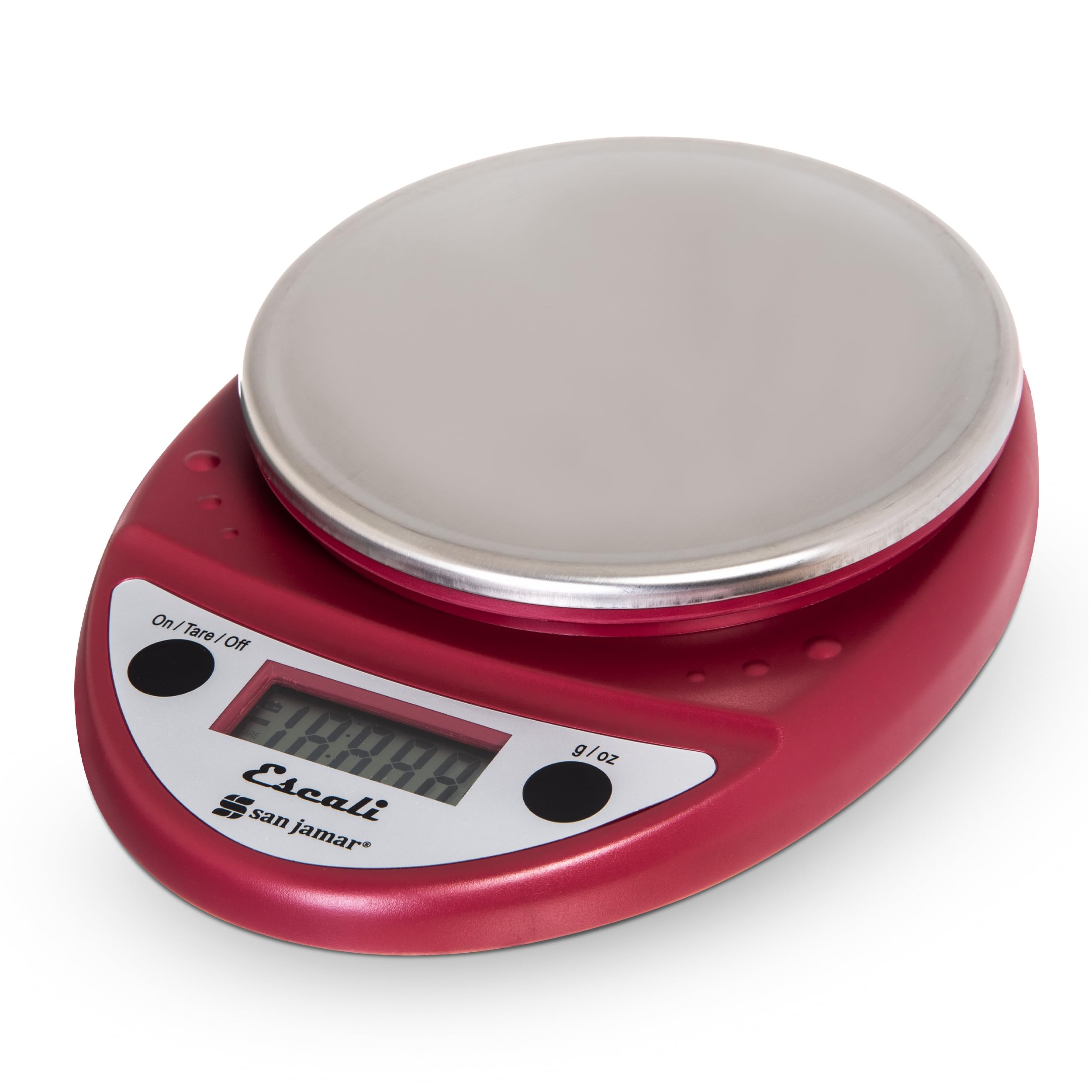 San Jamar Primo NSF Listed Digital Scale by Escali – 11 lb/5 kg, Stainless Steel, Red, Model P115WR-PL