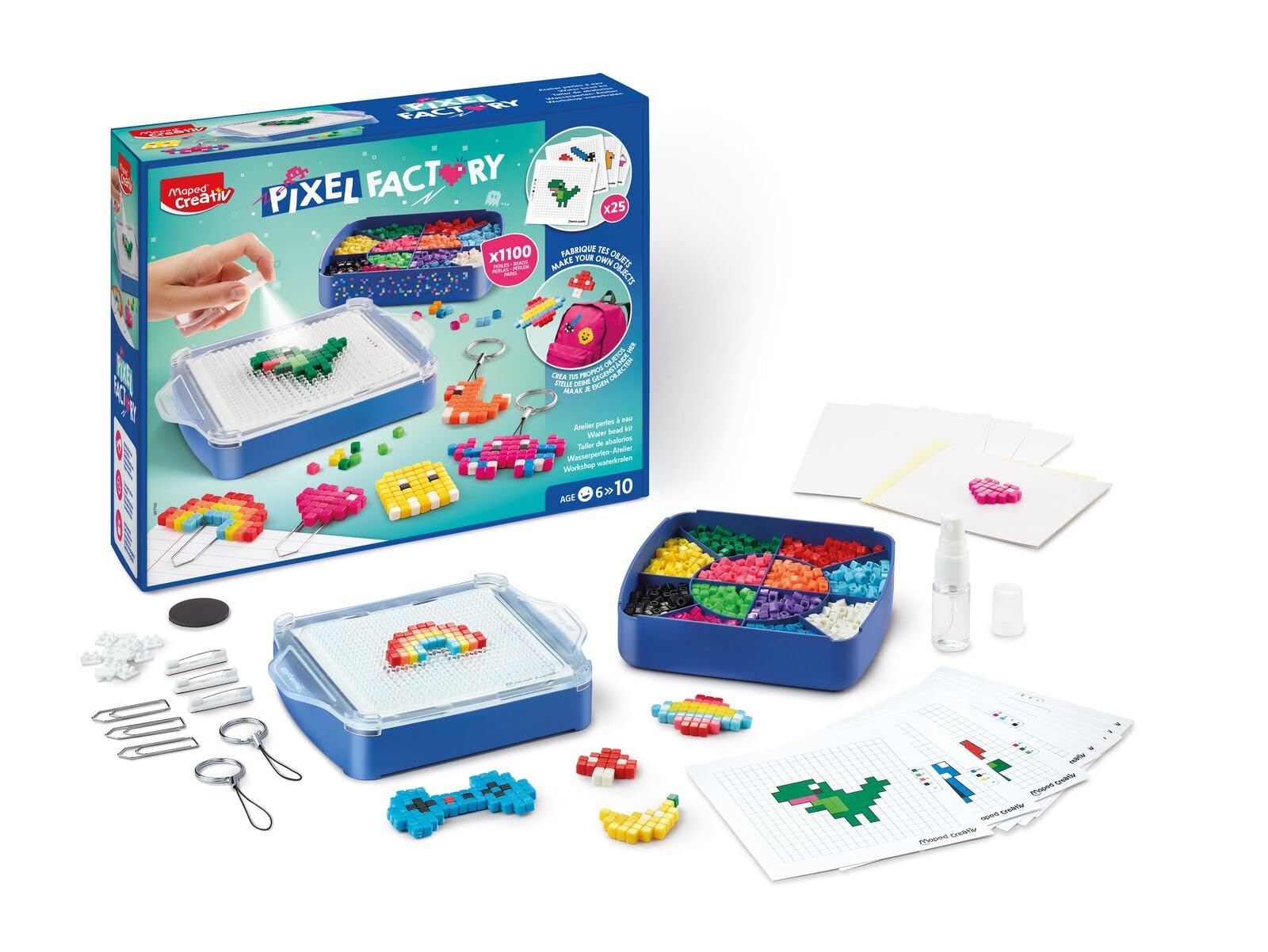 Maped Creativ Pixel Factory Complete Kit for Making Pixel Art Style Water Beads Models, Square Water Beads - Image 2