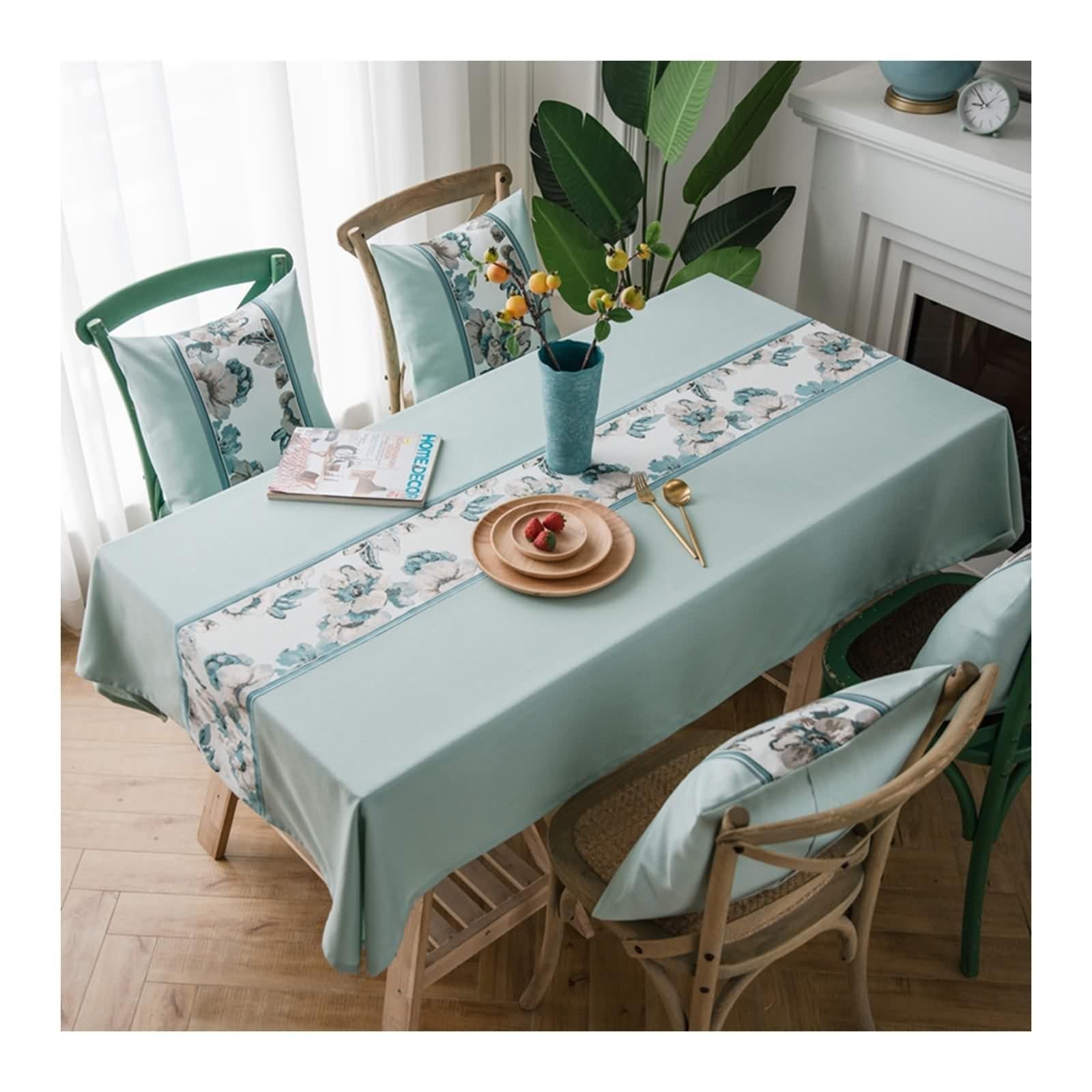 Tovaglia Cucina Fiori, Tovaglia Verde Promessa Di Matrimonio Poliestere Copri Tavolo 135X135CM per Soggiorno